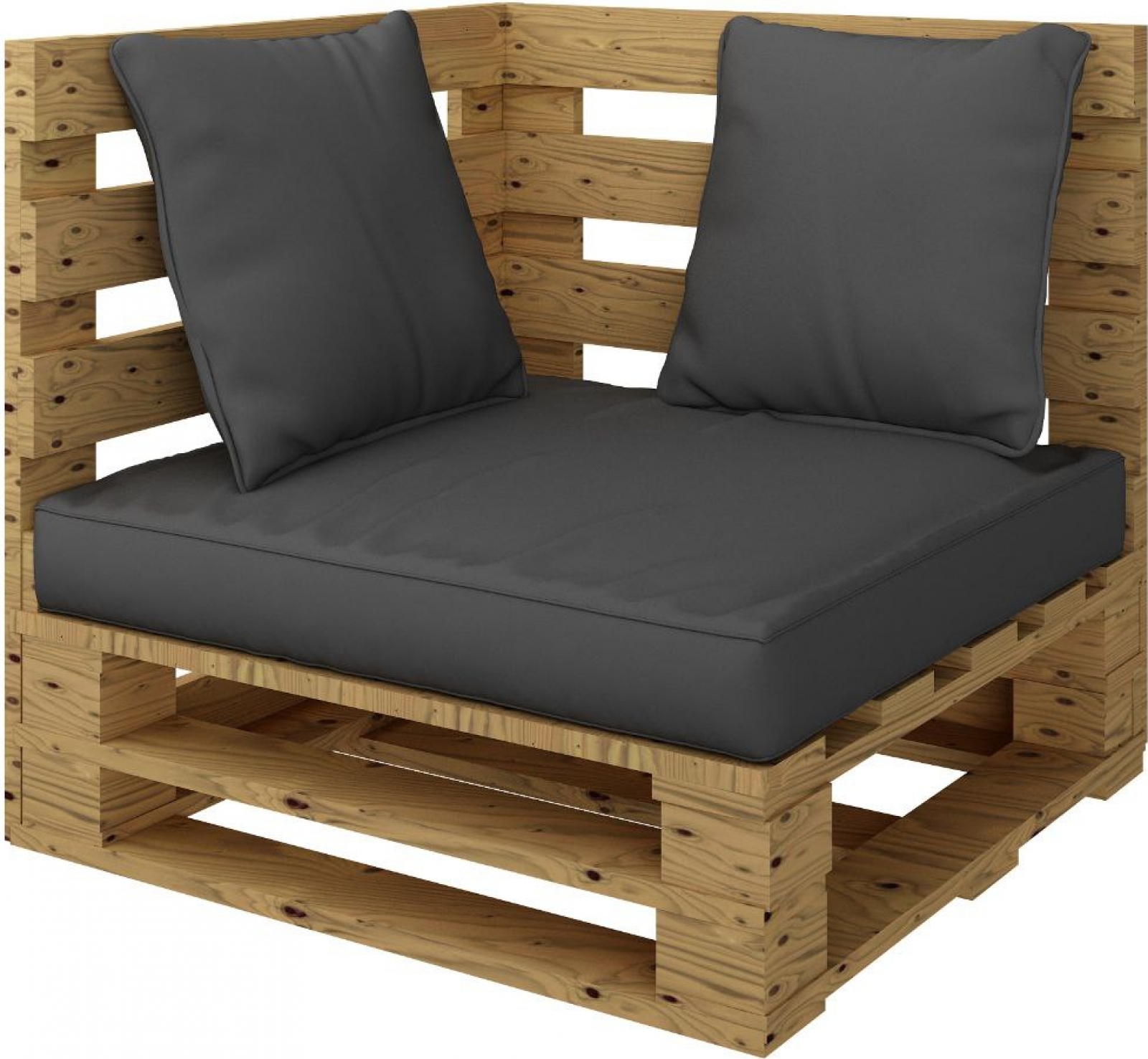 Угловая часть дивана Pallete Wood с подушками серого цвета в аренду
