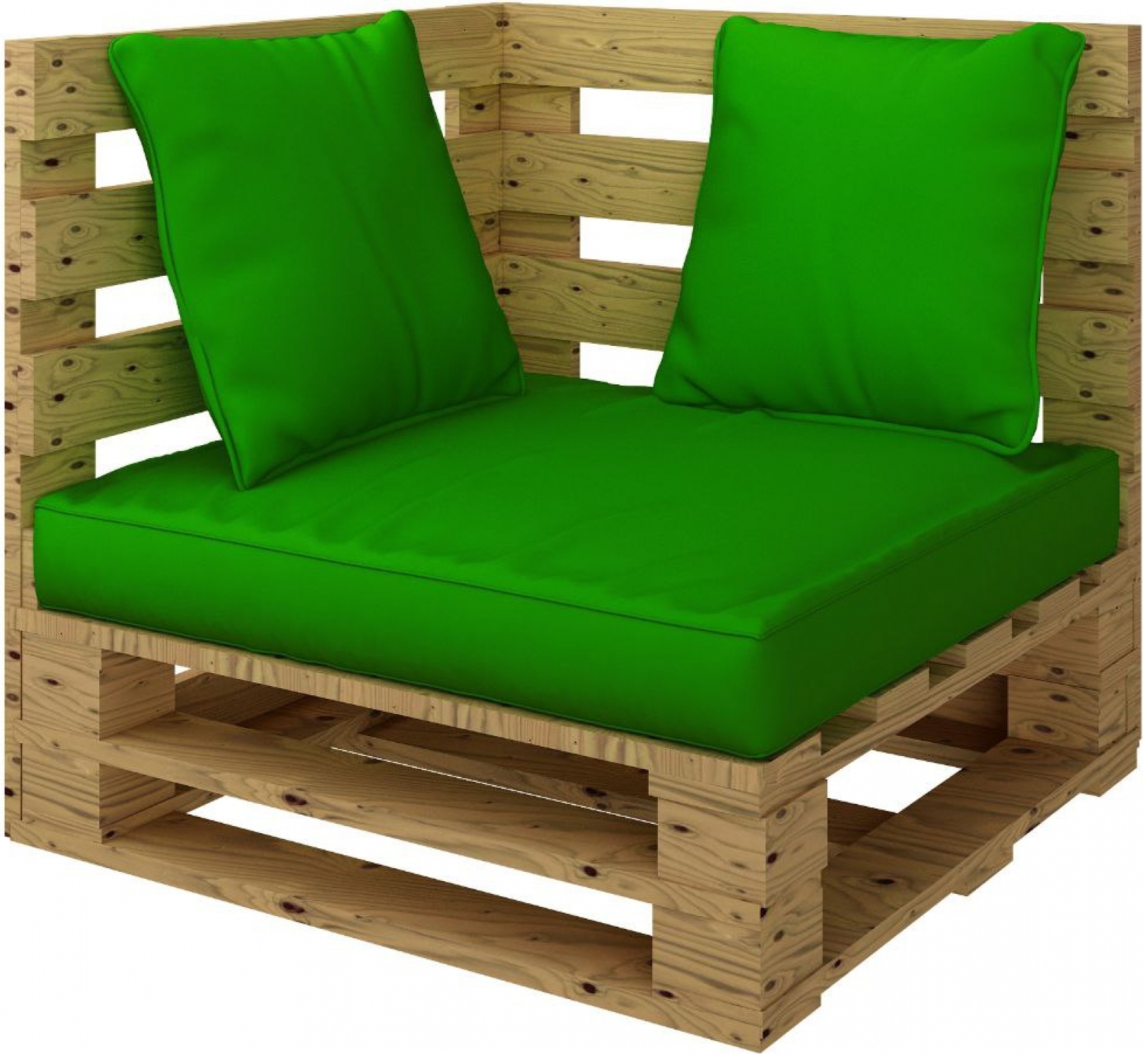Угловая часть дивана Pallete Wood с подушками зеленого цвета в аренду