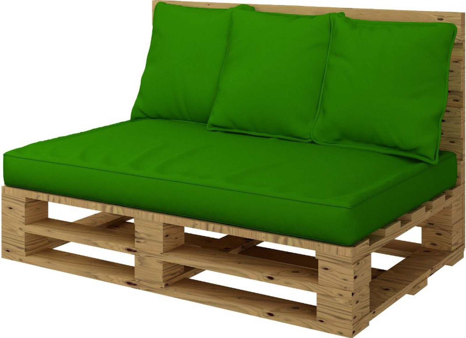 Двухместный диван Pallete Wood с подушками зеленого цвета в аренду