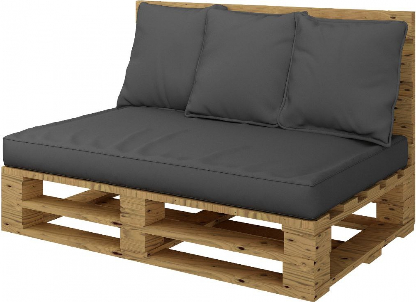 Двухместный диван Pallete Wood с подушками серого цвета в аренду